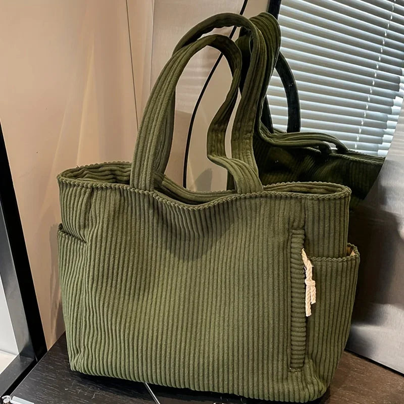 Casual Corduroy Handbag