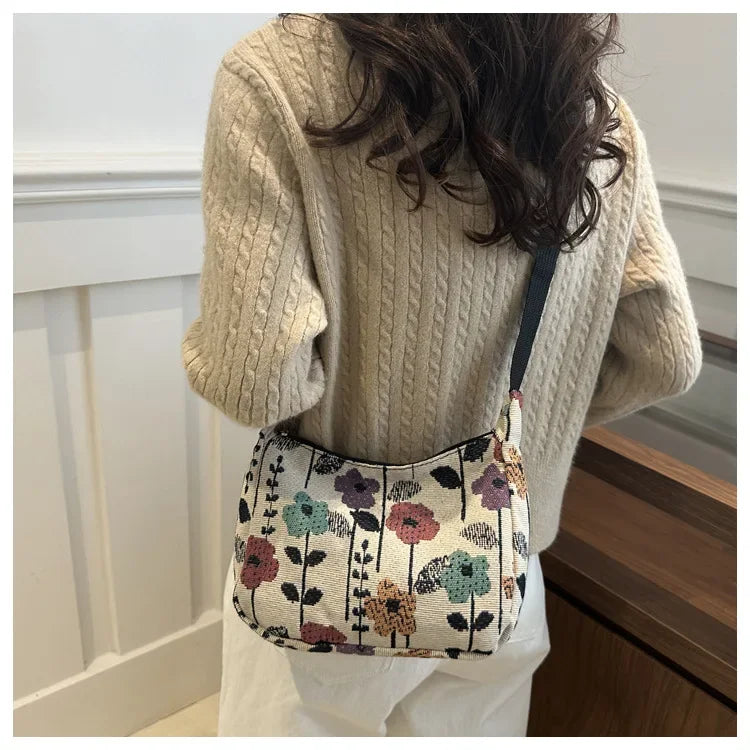 Vintage print shoulder bag