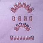 24 PCs Short French Pop Heart Nails