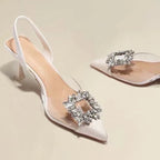 comfortable crystal Transparent heels