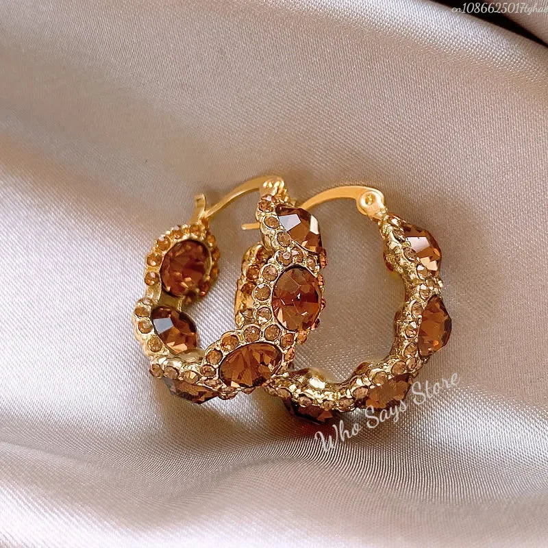 Round Zirconia Hoop Earrings