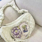 Pink pleated heart bag