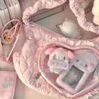 Pink pleated heart bag