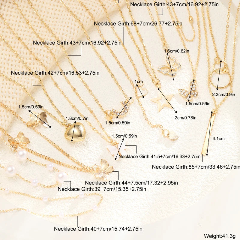 Women zircon necklaces 11 PCs set