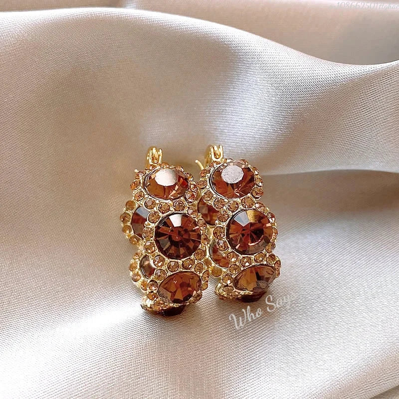 Round Zirconia Hoop Earrings