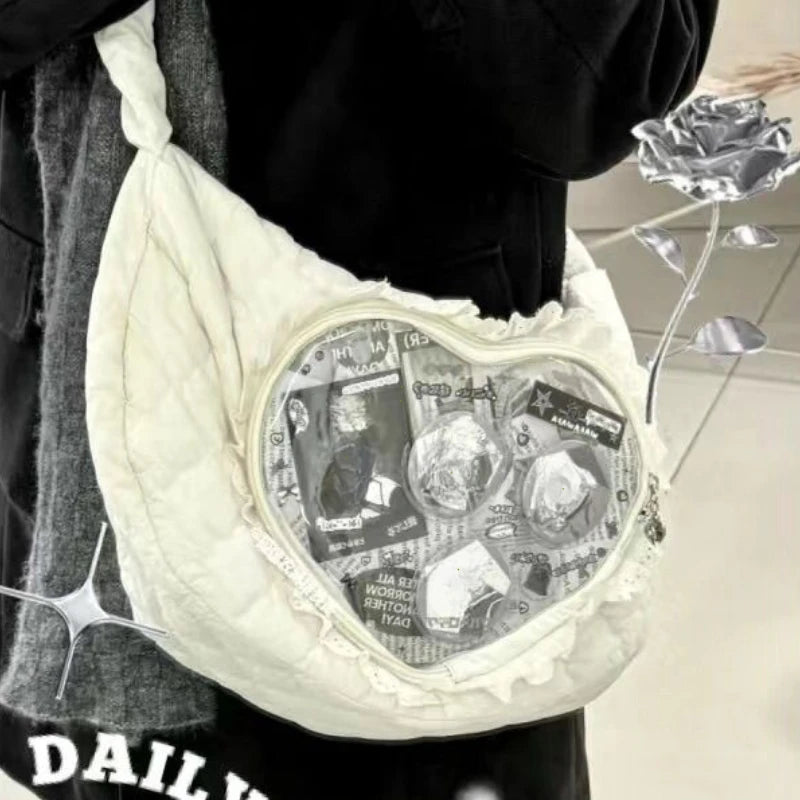 Pink pleated heart bag