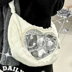 Pink pleated heart bag