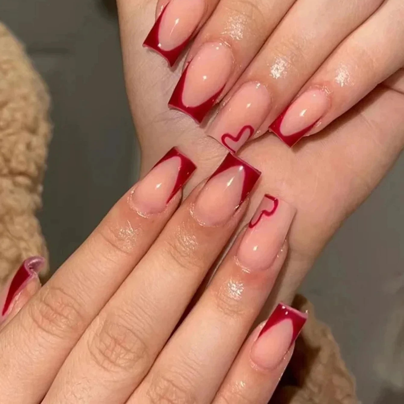 Red french nails