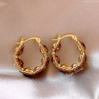 Round Zirconia Hoop Earrings