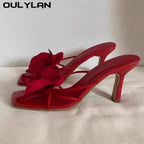 Oulylan High Heels Slippers Casual Summer Women's Shoes Luxury Women's High Heels Sandals Elegant Style Flower Toe