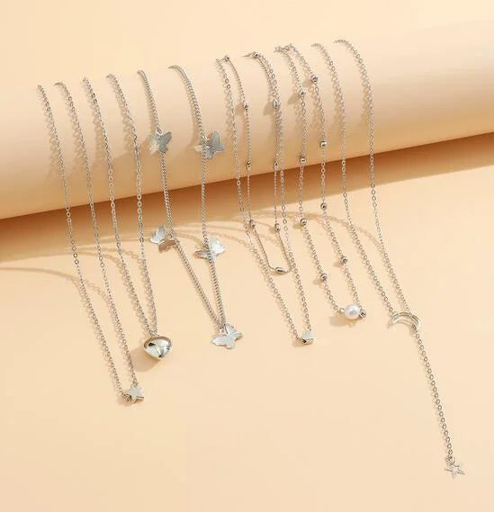 Women zircon necklaces 11 PCs set