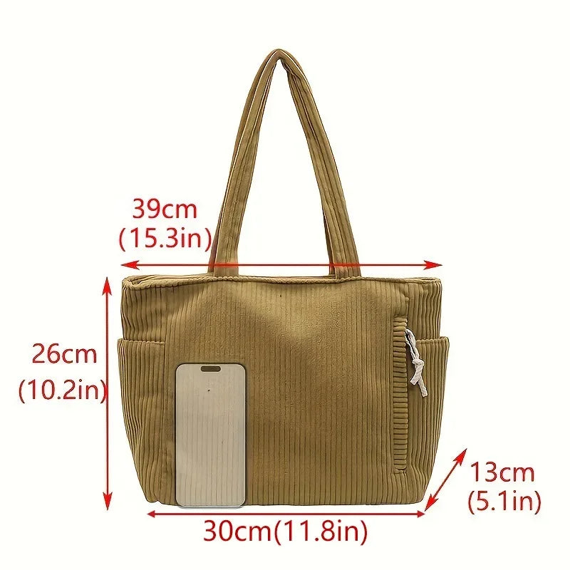 Casual Corduroy Handbag