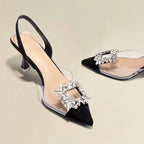 comfortable crystal Transparent heels
