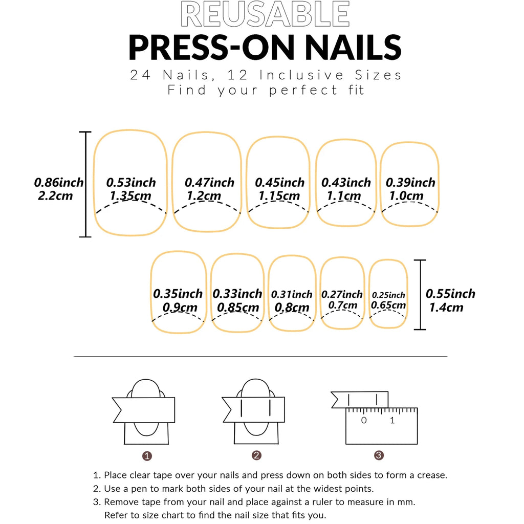 24 PCs Short French Pop Heart Nails