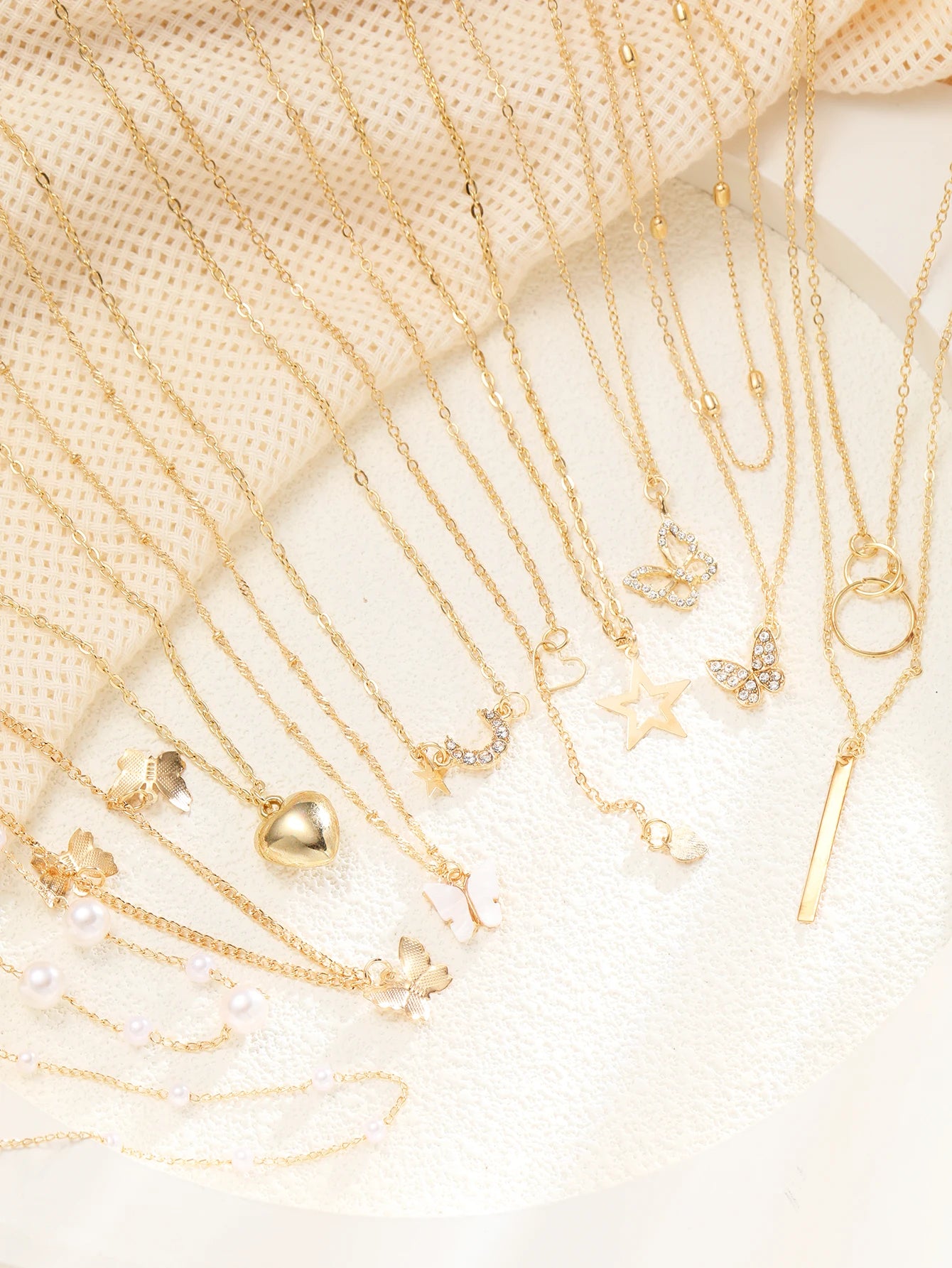 Women zircon necklaces 11 PCs set