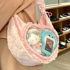Pink pleated heart bag