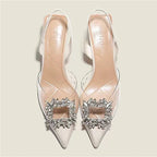 comfortable crystal Transparent heels