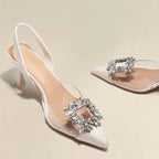 comfortable crystal Transparent heels