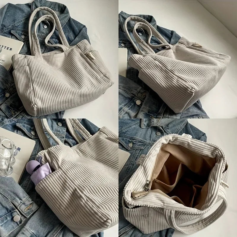 Casual Corduroy Handbag