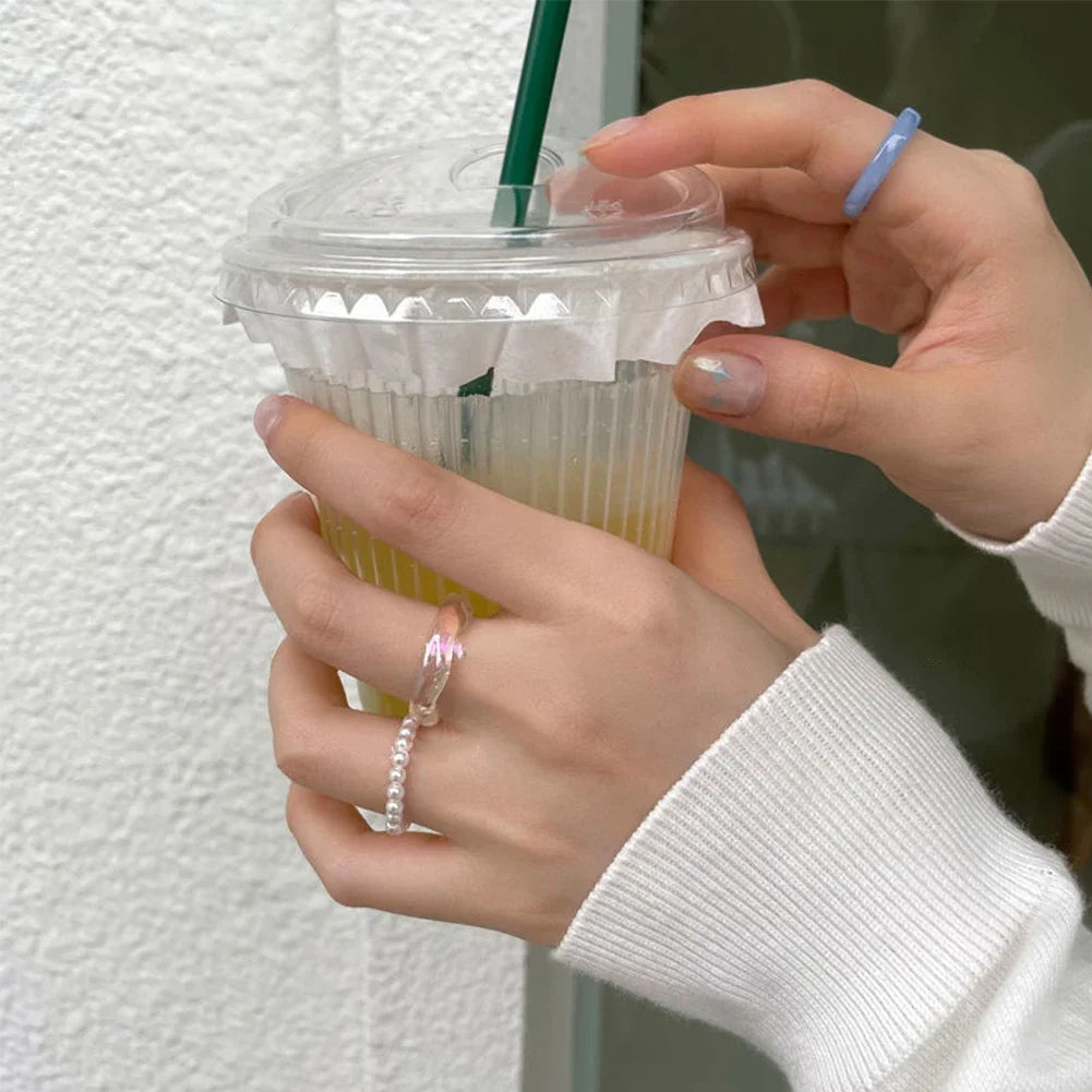 3Pcs/set Korean Colorful Resin Rings For Women Girls Vintage Simple Acrylic Rings Set Fashion Jewelry Accessories Party Gifts