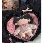 Pink pleated heart bag